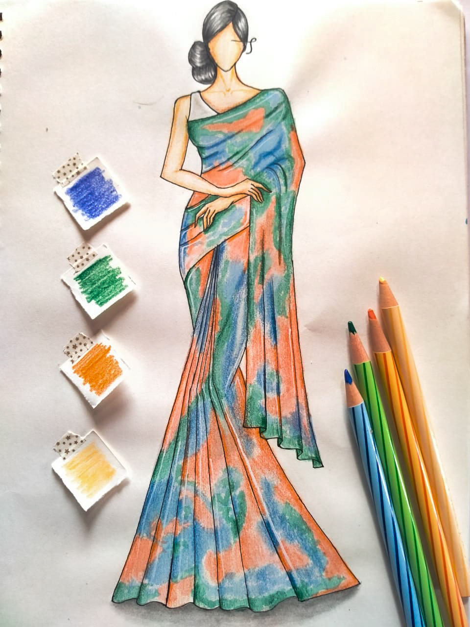 Fashion illustration Indian saree | Fashion illustration dresses, Dress  illustration, Fashion illustration sketches dresses